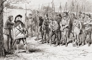 Scène de la pièce de William Shakespeare, Henri IV, Partie 1, Acte IV, Scène 2, de Les Œuvres de William Shakespeare, publié en 1896 - Gordon Frederick Browne