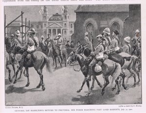 Le retour du général Ian Hamilton à Pretoria : ses troupes défilant devant Lord Roberts, 30 juillet 1900 - Gordon Frederick Browne