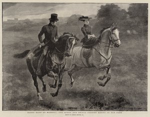 Jours heureux à Windsor, la reine et le prince consort chevauchant dans le parc - Gordon Frederick Browne