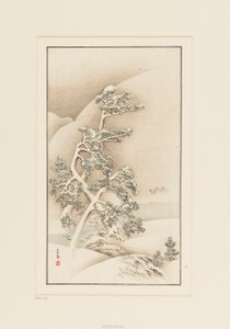 Gravure sur bois - Arbres dans la neige - Goshua