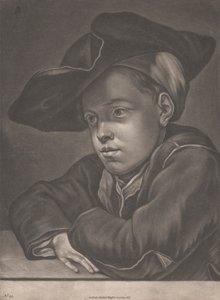 Garçon assis à une table - Gottlieb Heiss