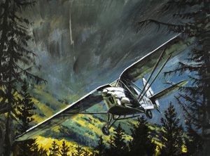 Le pilote pionnier Bert Hinkler a du mal à contrôler son De Havilland. - Graham Coton