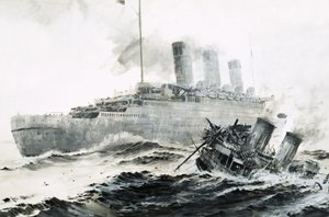 Le Queen Mary heurte son escorte, le Curacoa, et coule le navire.