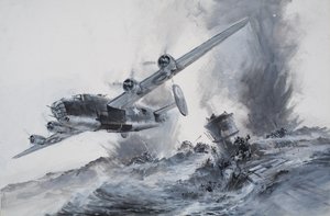 Le naufrage du Laconia en 1942 (gouache sur papier) - Graham Coton