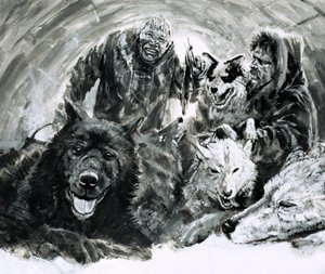 Vilhjalmar Stefansson découvre les Esquimaux blonds (gouache sur papier) - Graham Coton