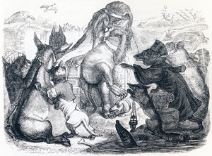 Les animaux malades de la peste - Fables de La Fontaine - Grandville