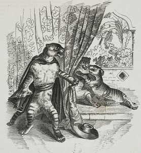 Le tigre avance avec un poignard, caricature de Jean-Jacques Grandville (1803-1847), lithographie de Gaetano Riccio tirée de Poliorama Pittoresco, n 39, 7 mai - Grandville