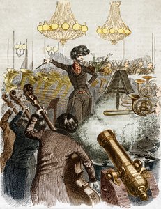 Un concert a une mitrailleuse. Caricature d