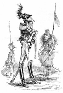 Gravure de Grandville, extraite du livre Vie privée et publique des animaux, édition Hetzel 1867 p. 561 - Chapitre intitulé "Tablettes de la girafe", écrit par Charles Nodier