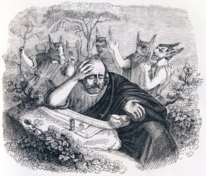 Démocrite et les Abdéritains - Fables de La Fontaine - Grandville