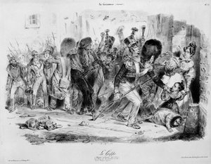 La grippe : maladie contagieuse qui exerce sa fureur sur les Parisiens en 1831 - gravure par Grandville dans «La Caricature»