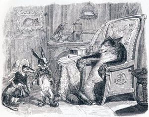 Le chat, la belette et le petit lapin - Fables de La Fontaine - Grandville