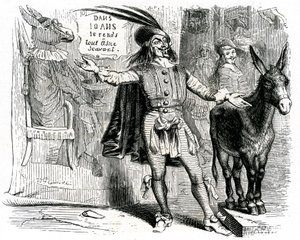 Le charlatan : fable de La Fontaine illustrée par Grandville. Édition Garnier 1860. Ce skipper rend difficile de faire de chaque âne un scientifique
