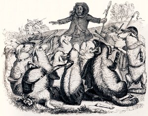 Le berger et son troupeau - Fables de La Fontaine - Grandville