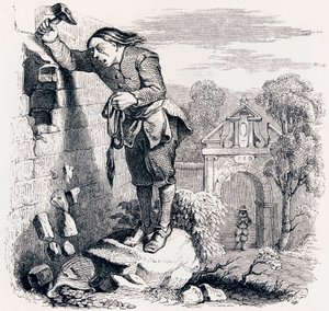 Le trésor et les deux hommes - Fables de La Fontaine - Grandville