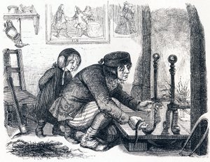 Le villageois et le serpent - Fables de La Fontaine - Grandville