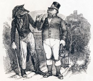 Le loup et le chien - Fables de La Fontaine - Grandville