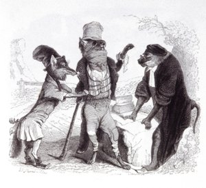 Le loup plaidant contre le renard devant le singe