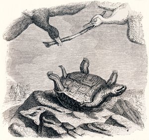 La tortue et les deux canards - Fables de La Fontaine - Grandville
