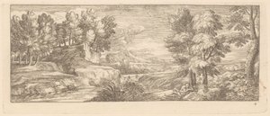 Paysage fluvial avec personnages au repos