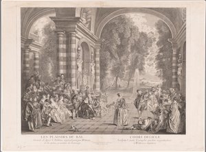 Compagnie élégante sur une terrasse avec vue sur un parc - Gérard Jean Baptiste Scotin (II)
