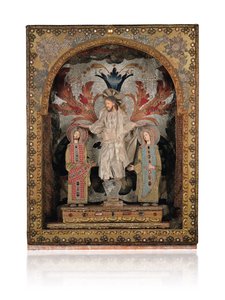 Christ sur un piédestal de cristal de roche, flanqué de l