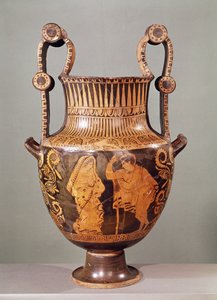 Crater à figures rouges représentant une conversation entre un éphèbe et une femme portant un himation, de Béotie - Greek School