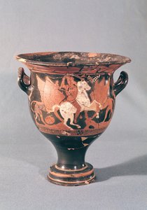 Cratère à figures rouges représentant des amazones et des griffons
