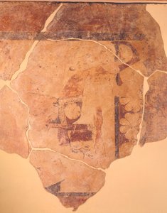 Persée chasseur, fresque de la métope du Temple C de Thermos, Grèce, civilisation grecque, vers 630 av. J.-C.