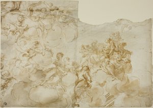 Figures féminines avec Putti dans les nuages