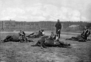 Une partie des 4e Hussards de la Reine en escarmouche à pied - Gregory and Co