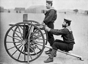 Exercice de tir au Maxim de la Royal Navy à Whale Island, Portsmouth, Hampshire, 1896