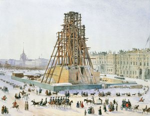 La Colonne Alexandre en échafaudages, 1833