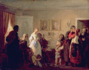 Félicitations aux jeunes mariés dans un manoir, 1860