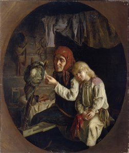 Leçon de filage, 1859 - Grigori Grigoryevich Myasoedov