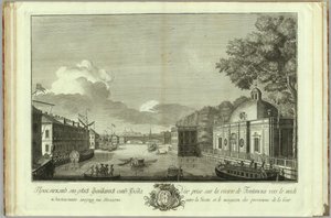 Vue de la rivière Fontanka depuis la grotte Livre pour le 50ème anniversaire de la fondation de Saint-Pétersbourg, 1753 - Grigory Anikeevich Kachalov