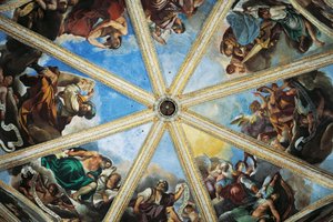 Fresques de Pier Francesco Mazzucchelli, dit Morazzone, et Giovanni Francesco Barbieri, dit Guercino, intérieur de la Cathédrale de Plaisance, Émilie-Romagne, Italie