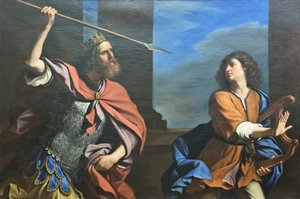 Saül tente de tuer David avec sa lance