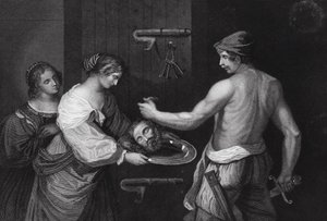 La tête de Jean-Baptiste apportée dans un plat, Matthieu, Ch XIV, vs 6 - Guercino (1591 1666) (after)