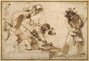 Sujet satirique avec des personnages de la Commedia dell
