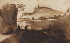 Des bergers scrutant un gouffre - Guercino
