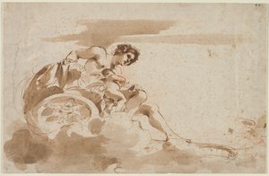 Vénus et Cupidon dans un char - Guercino