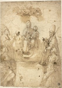 Madone et enfant avec des saints adorants