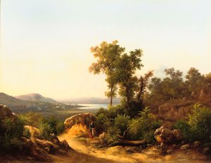 Trasimène : Vue du Lac Trasimène, Italie, 1874 - Guido Agostini