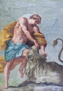 Fresques du plafond de la salle du mariage Aldobrandini, représentant des scènes des histoires de Samson