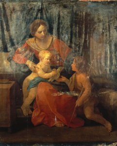 Madone et enfant avec Saint Jean-Baptiste dans un intérieur, vers 1640