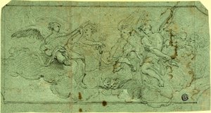 Anges musiciens dans les nuages (recto) ; Clerc assis (verso) - Guido Reni