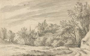 Chemin du village avec la flèche de l