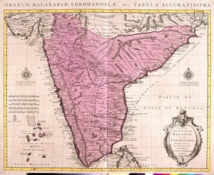 Carte de Coromandel et Malabar (Inde) - Guillaume Delisle