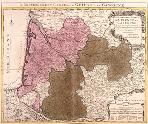 Carte du gouvernement de Guyenne et Gascogne (France) (gravure) - Guillaume Delisle